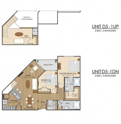 Floor plan for 2 beds, 2 baths, 1376 sqft