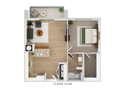 Floor plan for 1 bed, 1 bath, 662 sqft