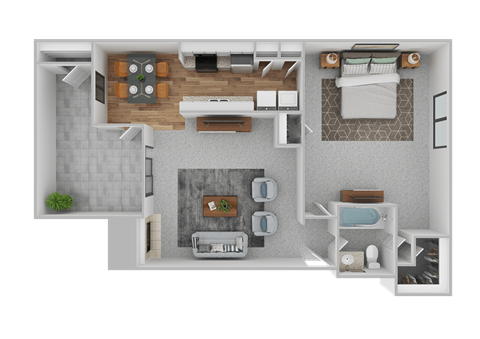 Floor plan for 1 bed, 1 bath, 825 sqft