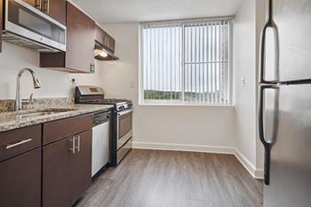 Fully-equipped kitchen with stainless steel appliances