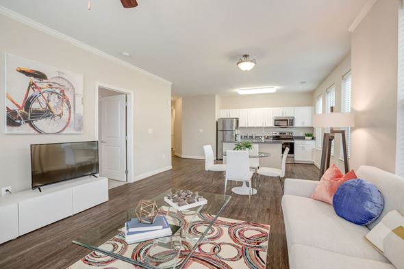 Woodbridge apartment for rent - Living room and kitchen at the Flats at Neabsco