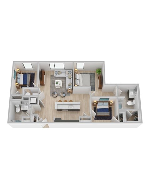 Floor plan for 3 beds, 2 baths, 1181 sqft