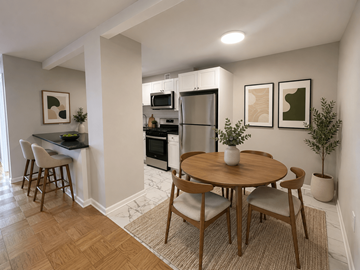 Bethesda apartment for rent - A kitchen with a table and chairs in the middle of the room.