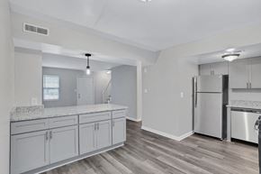 Chesapeake apartment for rent - a renovated kitchen with white cabinets and stainless steel appliances