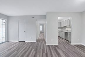 Portsmouth apartment for rent - A spacious room with wood flooring and white walls.