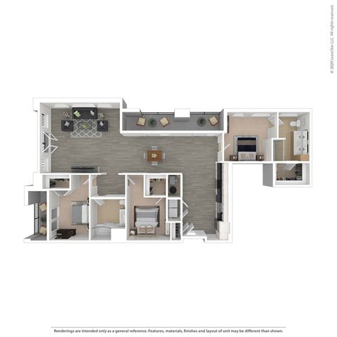 Floor plan for 3 beds, 2 baths, 1548 sqft