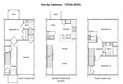 Floor plan for 3 beds, 2 baths, 1291 sqft