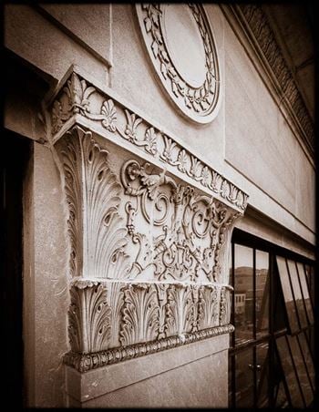 Vintage building with intricate stone details