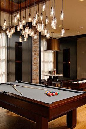 Washington apartment for rent - a pool table in a room with a bunch of lamps