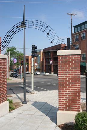 Kansas City apartment for rent - Music arc with brick pillars-Highland Place, Kansas City, MO