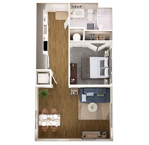 Floor plan for studio, 1 bath, 576 sqft