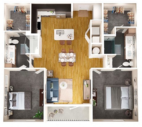 Floor plan for 2 beds, 2 baths, 1188 sqft