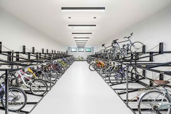 Designated bike room storage with fix-it station