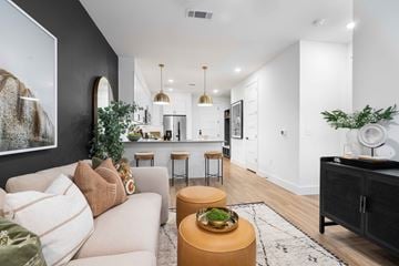 Fort Worth apartment for rent - a living room with a couch and a table