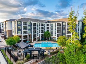 Morrisville townhouse for rent - an aerial view of an apartment building with a swimming pool