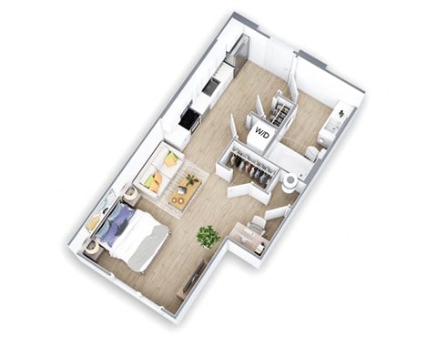 Floor plan for studio, 1 bath, 520 sqft