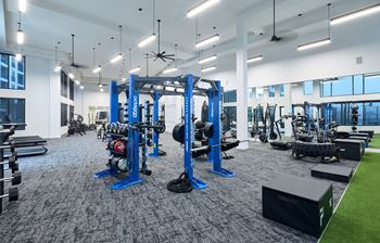 South building: state of the art cardio & strength training fitness center featuring: yoga, stretching and barre area, peloton bikes, peloton row, peloton tread, trx and hiit training equipment, echelon reflect on demand workouts, outdoor fitness area, free weights and more!