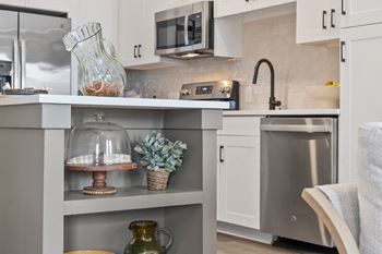Kitchen island with built-in bookshelf*
