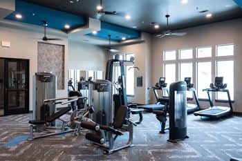 24-Hour fitness center with virtual fitness featuring rowing, spin, treadmill, and the echelon reflect mirror exercise system