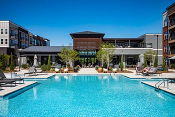 Resort-style saltwater swimming pool with sundeck