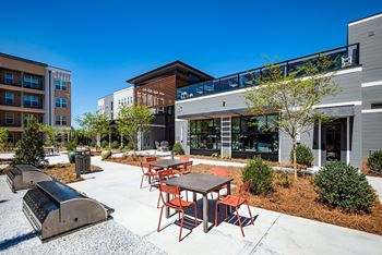 Poolside grilling and dining areas