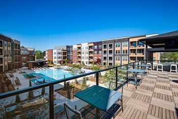 Rooftop lounge overlooking pool