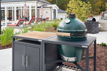 Outdoor grilling stations and pizza oven