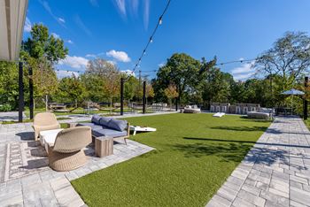 Poolside yard games and hammock park