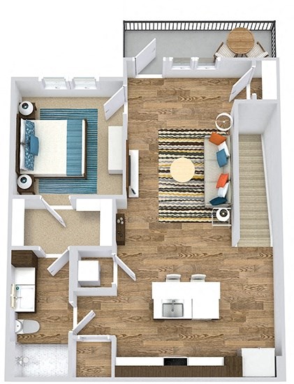 Floor plan for 1 bed, 1 bath, 785 sqft