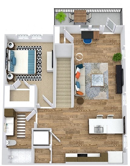 Floor plan for 1 bed, 1 bath, 815 sqft