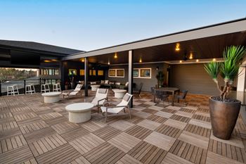 Rooftop lounge overlooking pool