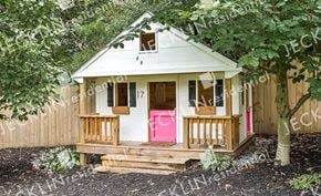 Henrico house for rent - a small white house with pink doors and a porch