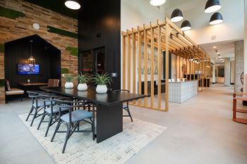 Event room with catering kitchen and lounge area