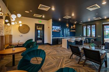 Event room with catering kitchen and lounge area