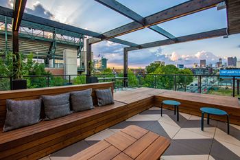 Indoor/outdoor sky lounge and bar