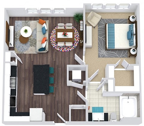 Floor plan for 1 bed, 1 bath, 782 sqft