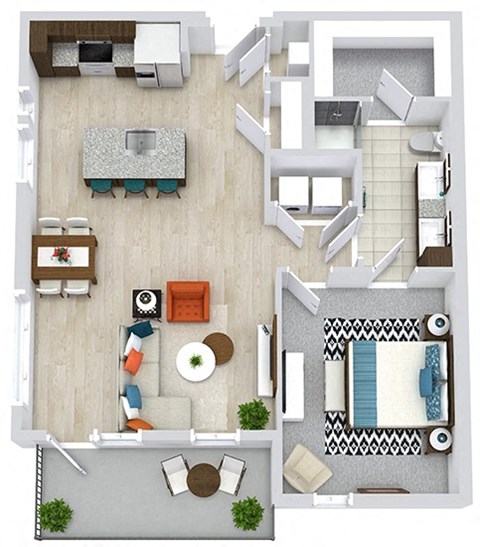 Floor plan for 1 bed, 1 bath, 880 sqft
