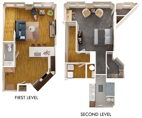 Floor plan for 1 bed, 1.5 baths, 1356 sqft