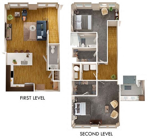 Floor plan for 2 beds, 2.5 baths, 1695 sqft