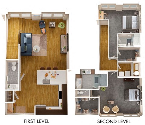 Floor plan for 2 beds, 2.5 baths, 1795 sqft