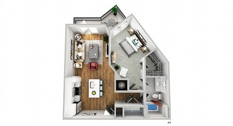 Floor plan for 1 bed, 1 bath, 775 sqft