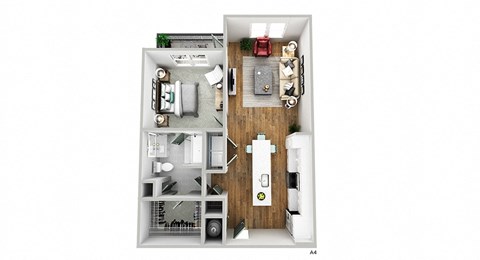 Floor plan for 1 bed, 1 bath, 784 sqft