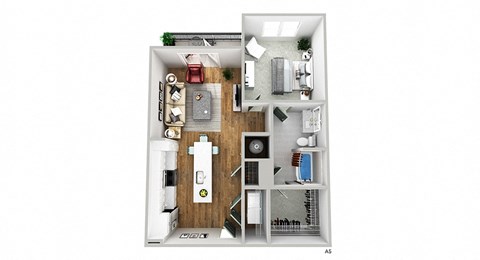 Floor plan for 1 bed, 1 bath, 821 sqft
