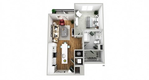 Floor plan for 1 bed, 1 bath, 775 sqft