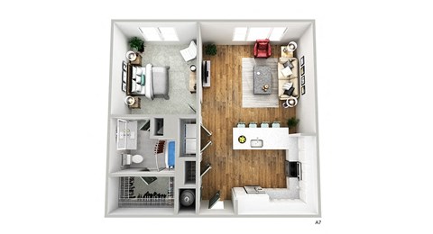 Floor plan for 1 bed, 1 bath, 794 sqft