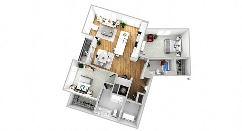 Floor plan for 2 beds, 2 baths, 1470 sqft