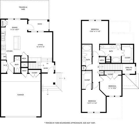 Floor plan for 3 beds, 2.5 baths, 1579 sqft