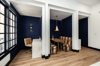 Brand new business center with wireless printing and co-working areas
