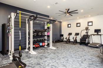 Brand new 24-hour cardio and strength training fitness center with peloton bikes and row machine