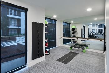 South building: state of the art cardio & strength training fitness center featuring: yoga, stretching and barre area, peloton bikes, peloton row, peloton tread, trx and hiit training equipment, echelon reflect on demand workouts, outdoor fitness area, free weights and more!